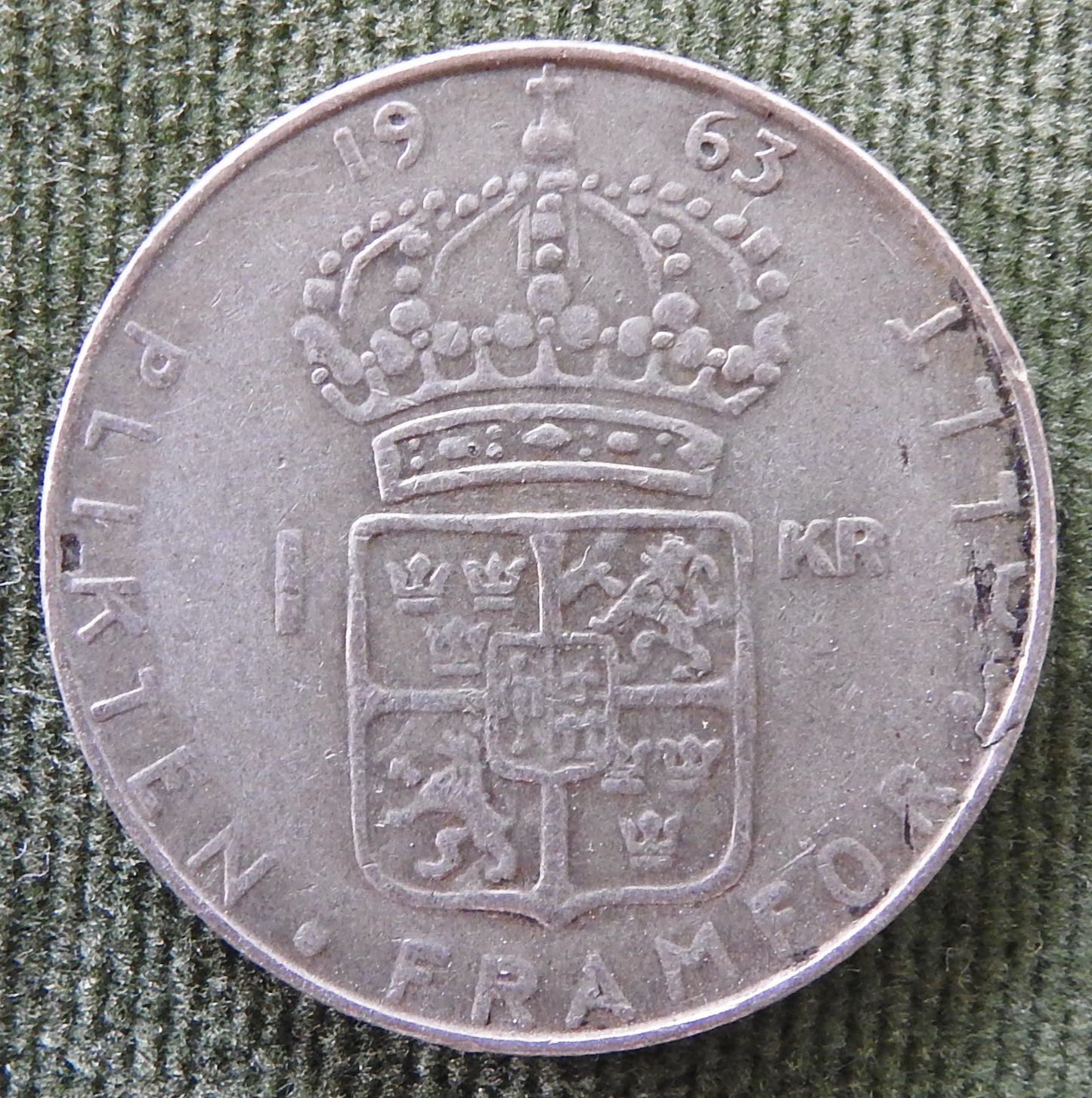 Sweden 1963 1 Kroner King Gustaf VI Adolf Coin
