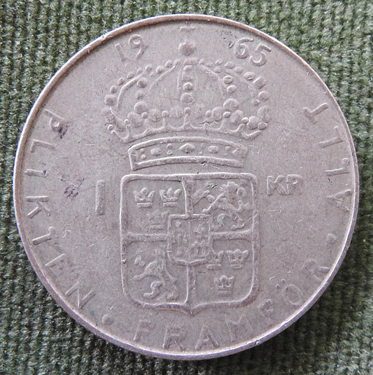 Sweden 1965 1 Kroner King Gustaf VI Adolf Coin