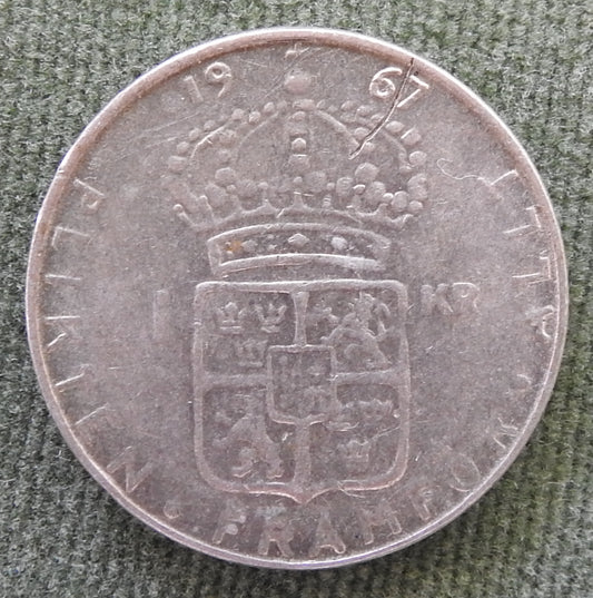 Sweden 1967 1 Kroner King Gustaf VI Adolf Coin
