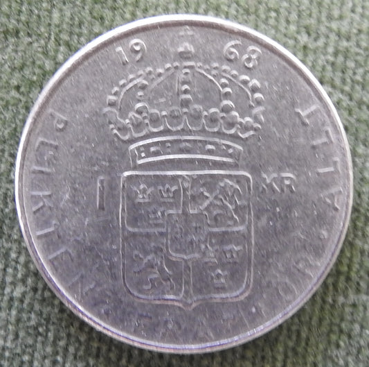 Sweden 1968 1 Kroner King Gustaf VI Adolf Coin