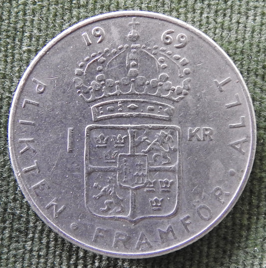 Sweden 1969 1 Kroner King Gustaf VI Adolf Coin