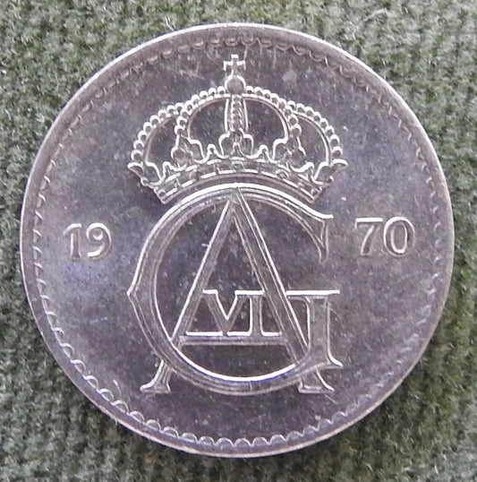 Sweden 1970 25 Ore Coin King Gustaf VI Adolf