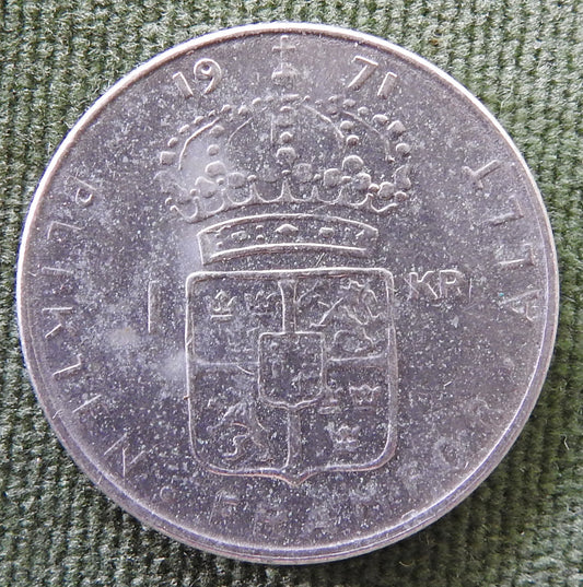 Sweden 1971 1 Kroner King Gustaf VI Adolf Coin