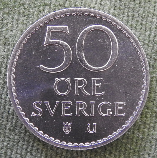 Sweden 1973 50 Ore Coin King Gustaf VI Adolf
