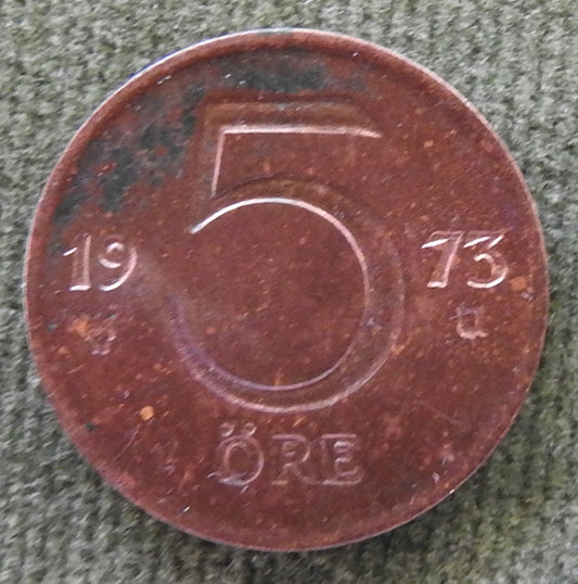 Sweden 1973 5 Ore Coin King Gustaf VI Adolf