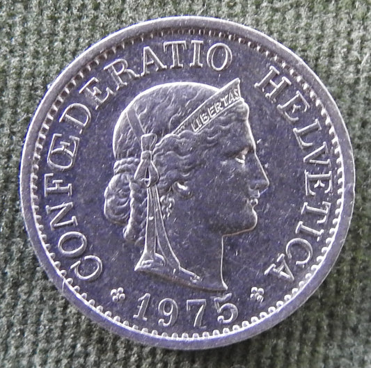 Helvetica Switzerland Swiss 1975 10 Rappen Head of Libertas Coin
