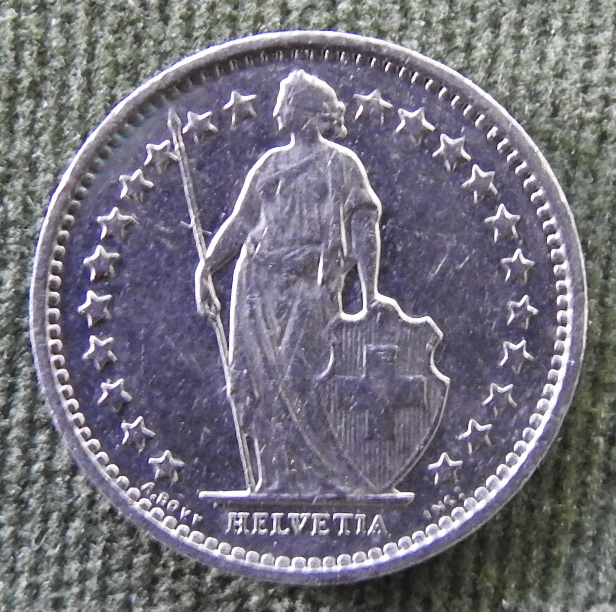 Helvetica Switzerland Swiss 1978 1/2 Franc Helvetia Standing Coin