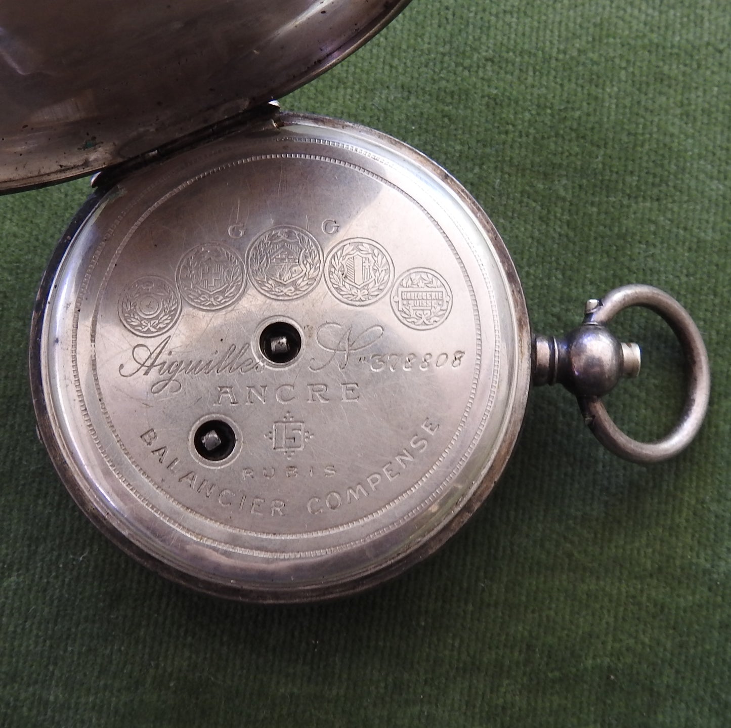Swiss 875 Full Hunter Key Wind & Set Silver Pocket Watch c1884 (