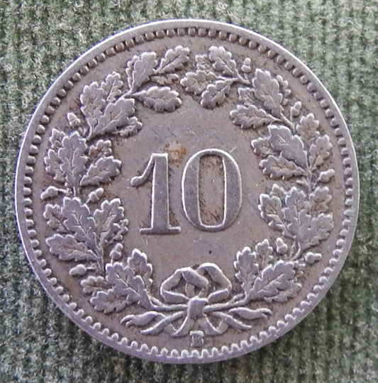 Helvetica Switzerland Swiss 1913 10 Rappen Head of Libertas Coin