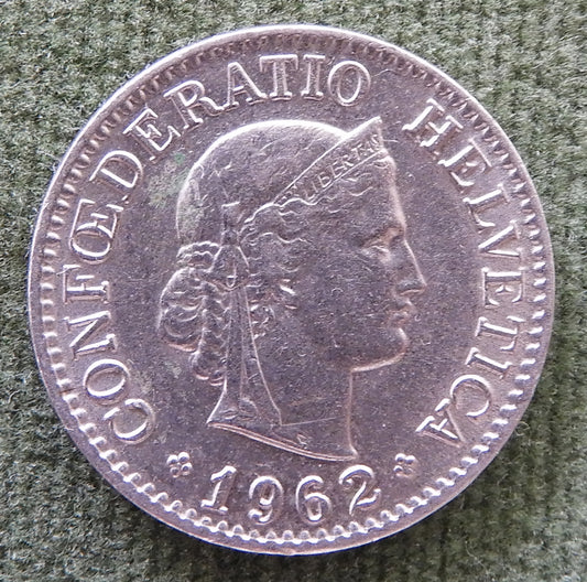 Helvetica Switzerland Swiss 1962 B 10 Rappen Coin - Circulated