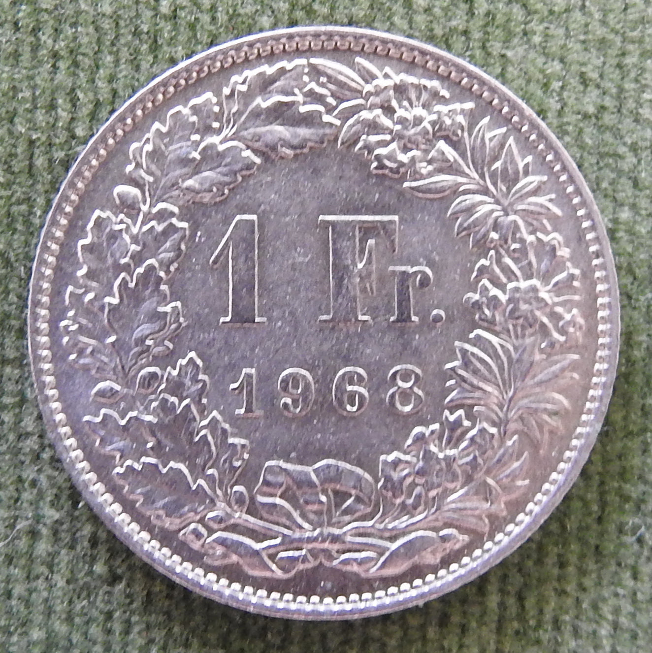 Helvetica Switzerland Swiss 1968 1 Franc Coin