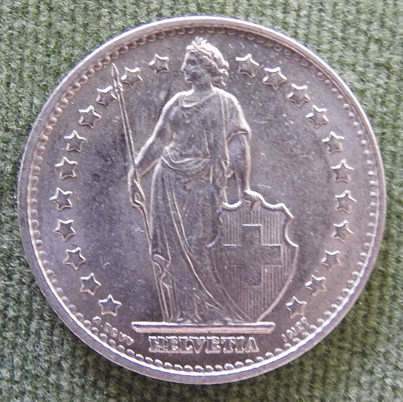 Helvetica Switzerland Swiss 1968 1 Franc Coin