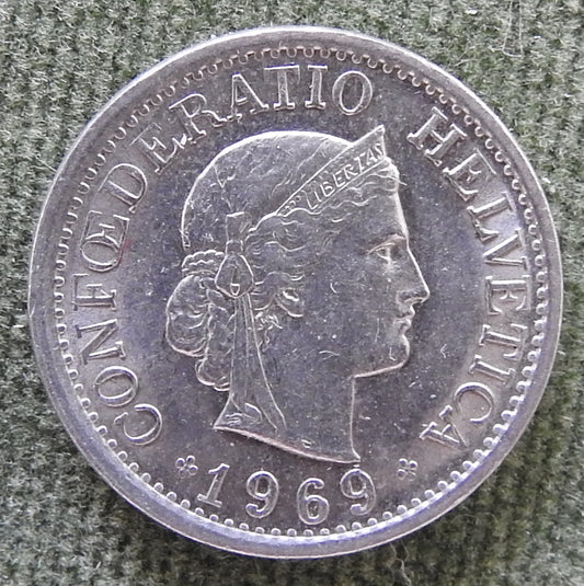 Helvetica Switzerland Swiss 1969 B 10 Rappen Coin - Circulated