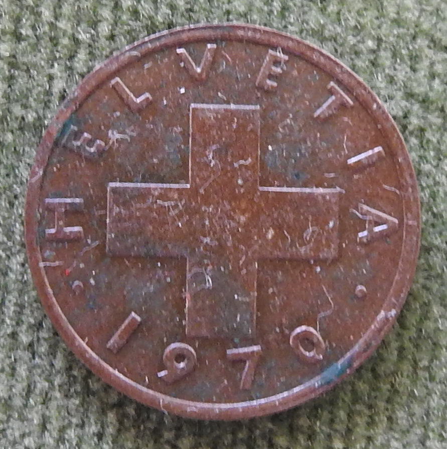 Helvetica Switzerland Swiss 1970 1 Rappen Coin