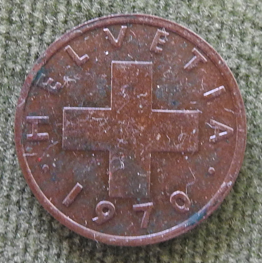 Helvetica Switzerland Swiss 1970 1 Rappen Coin