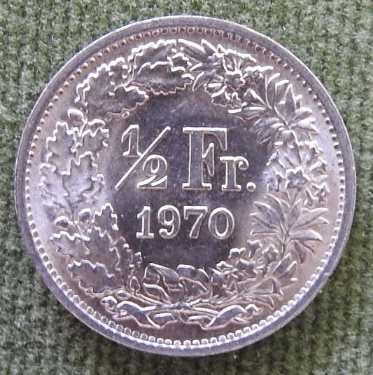 Helvetica Switzerland Swiss 1970 1/2 Franc Coin