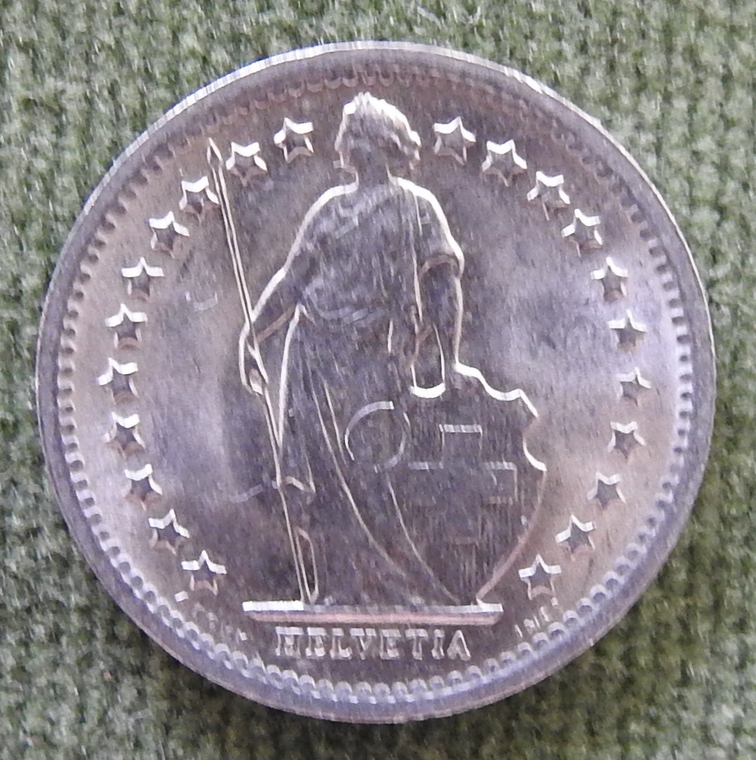 Helvetica Switzerland Swiss 1970 1/2 Franc Coin