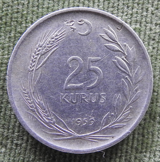 Turkey 1959 25 Kurus Coin - Circulated