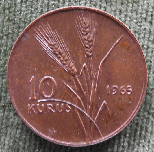 Turkey 1965 10 Kurus Coin - Circulated
