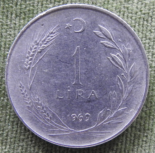 Turkey 1969 1 Lira Mustafa Kemal Ataturk Coin - Circulated