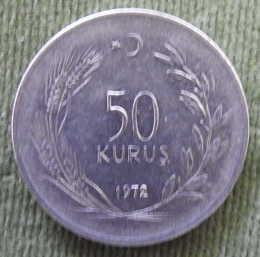 Turkey 1972 50 Kurus Anatolic Bride's Head Coin - Circulated
