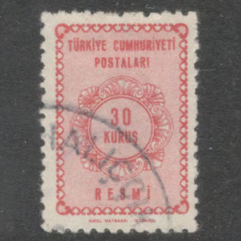 Turkey 1964 30 Kurus Brownish Red Official Numeral Stamp - Perfin: 12.5x13.0