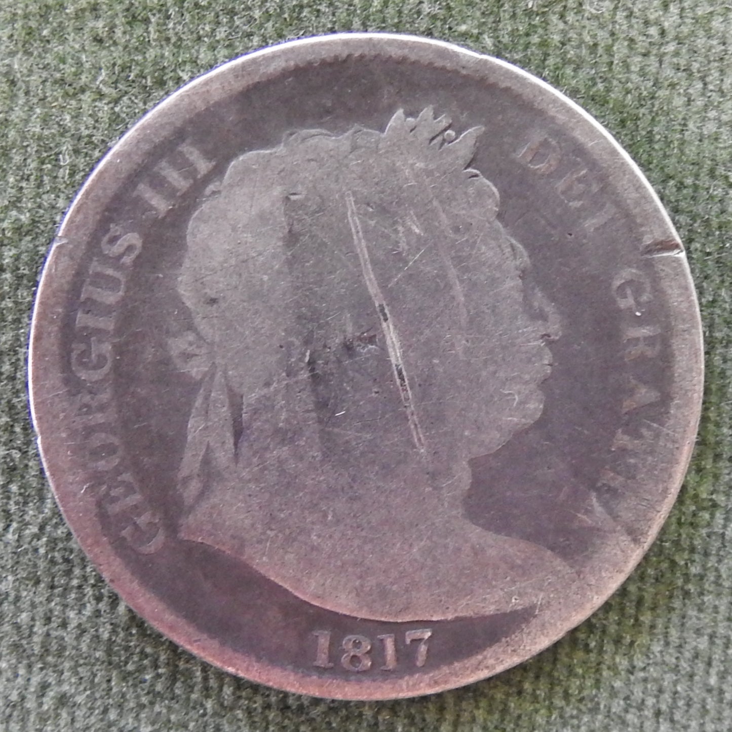 GB British UK English 1817 1/2 Crown King George III Coin - Grades as Very Good