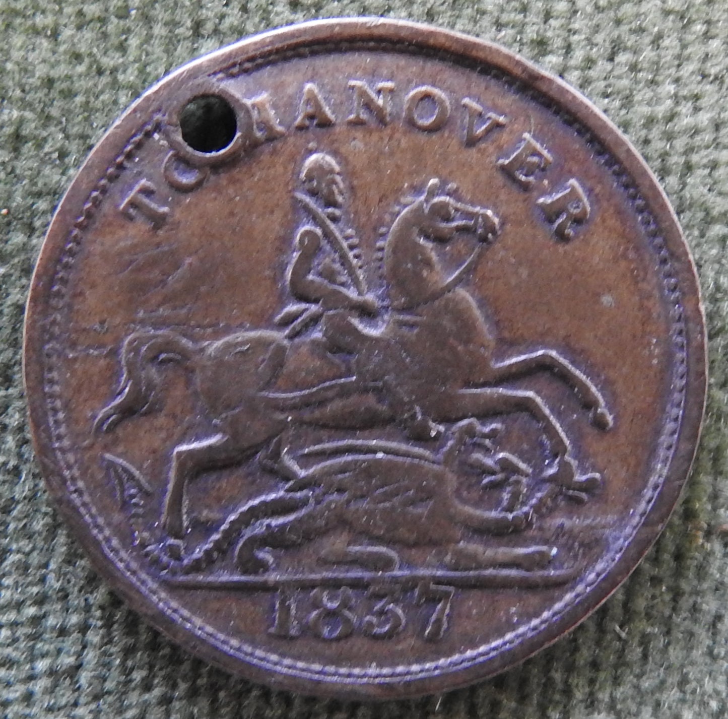 GB British UK English 1837 To Hanover Queen Victoria Spade Guinea Jeton Token - Drilled