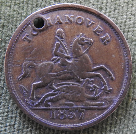 GB British UK English 1837 To Hanover Queen Victoria Spade Guinea Jeton Token - Drilled