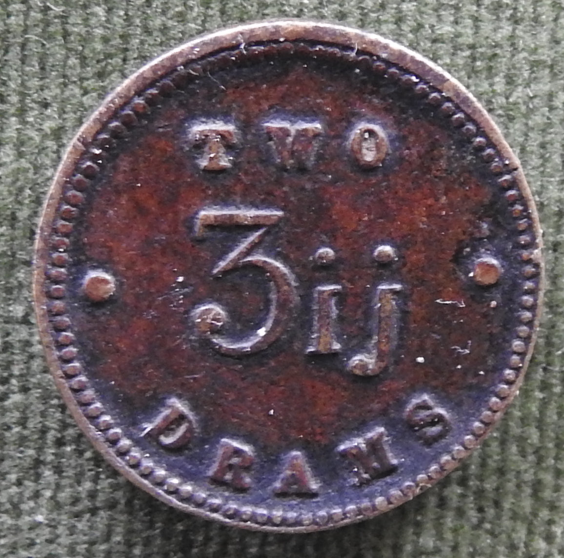 GB England 1847 Apothecary 2 Drams Apothecary Medical Scale Weight W & T Avery