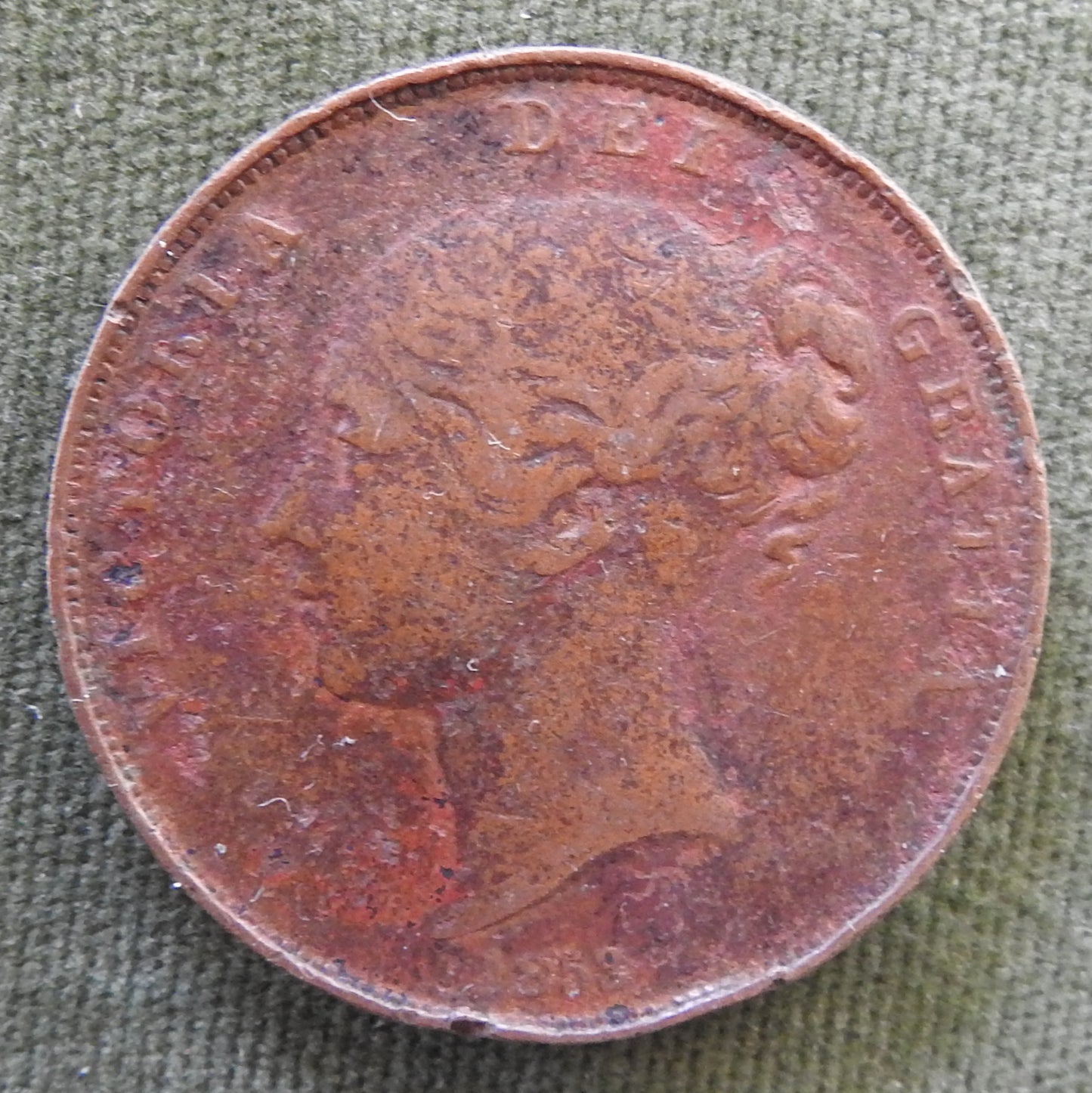 GB British UK English 1853 Penny Queen Victoria Coin