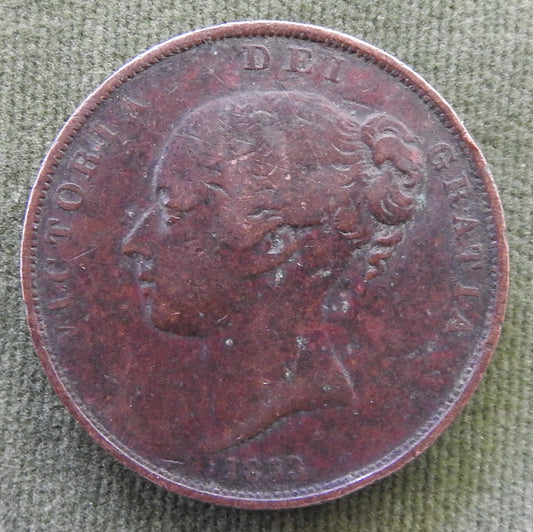 GB British UK English 1853 Penny Queen Victoria Coin