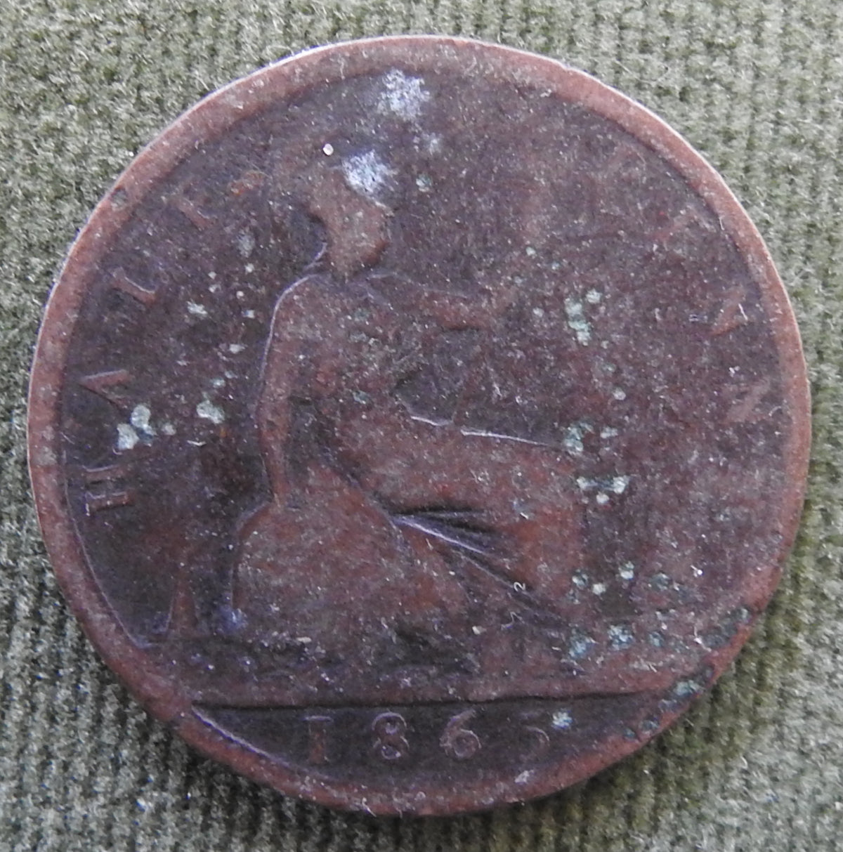 GB British UK English 1865 Half Penny Queen Victoria Coin