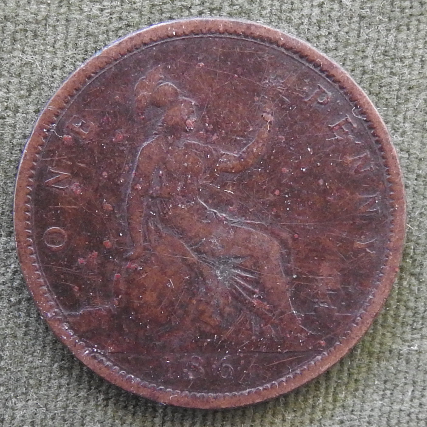 GB British UK English 1866 Penny Queen Victoria Coin - Bun Head