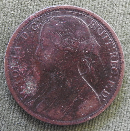 GB British UK English 1866 Penny Queen Victoria Coin - Bun Head