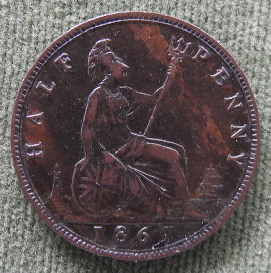 GB British UK English 1867 Farthing Queen Victoria Coin - Bun Head