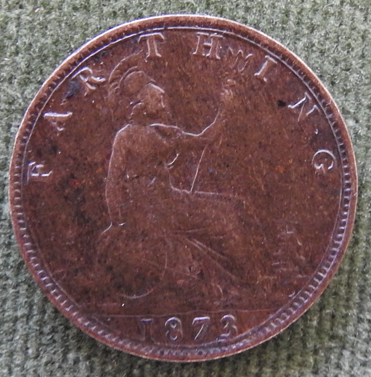 GB British UK English 1873 Farthing Queen Victoria Coin - Bun Head