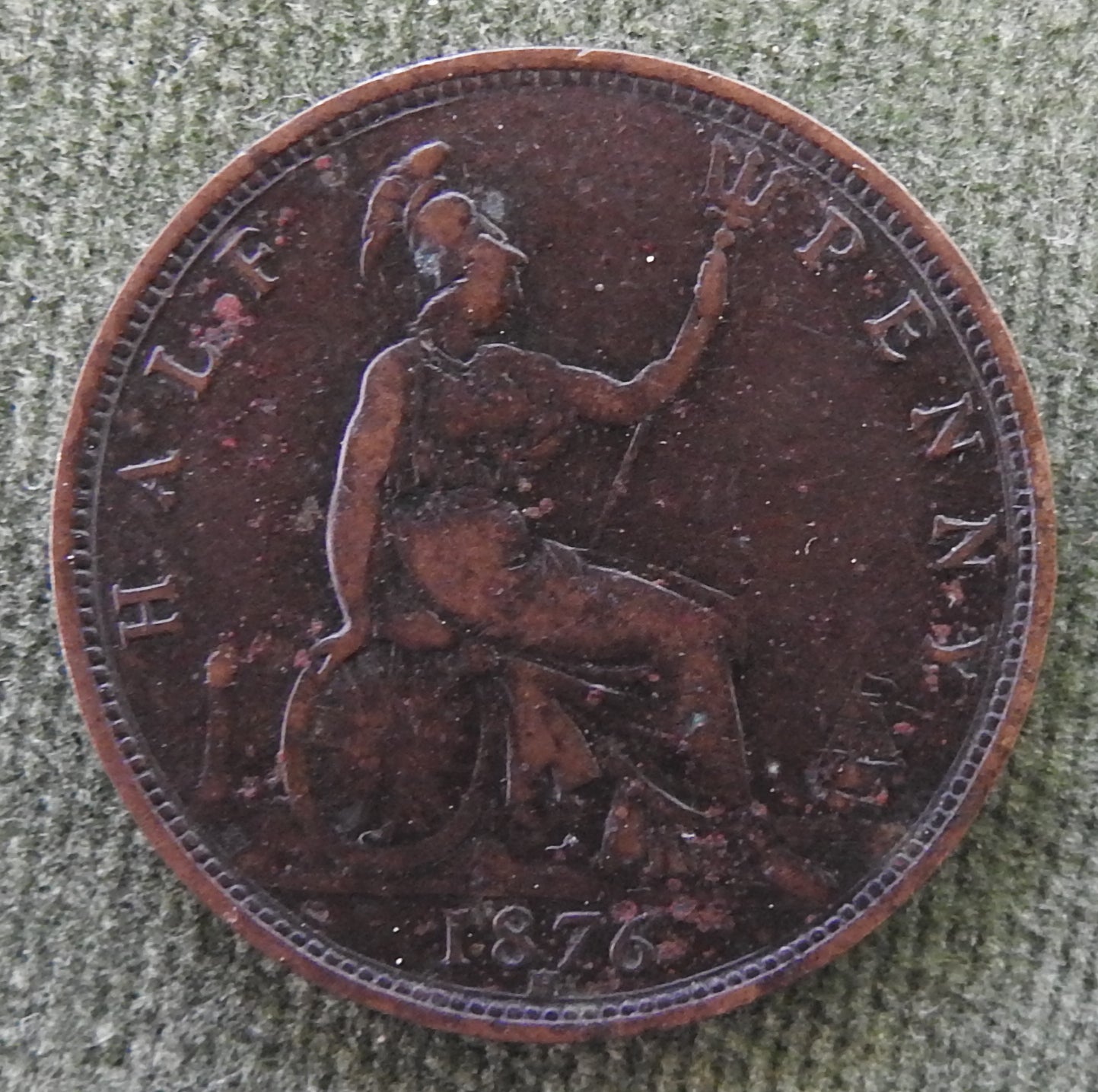 GB British UK English 1876 Half Penny Queen Victoria Coin - Bun Head