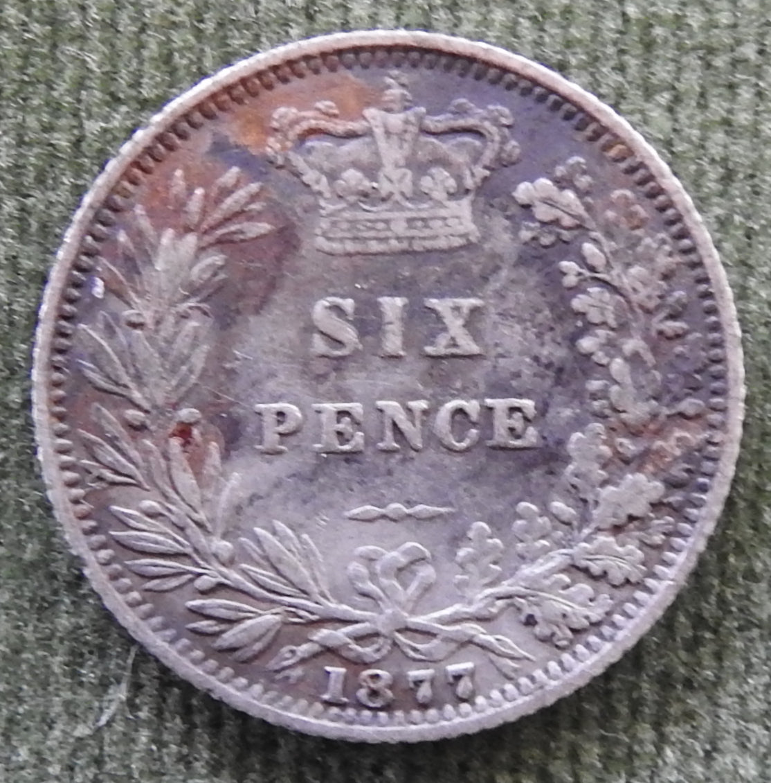 GB British UK English 1877 Sixpence Queen Victoria Silver Coin