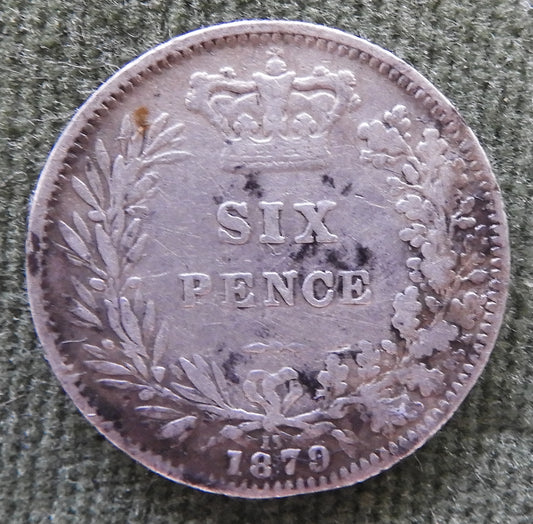 GB British UK English 1879 Sixpence Queen Victoria Silver Coin