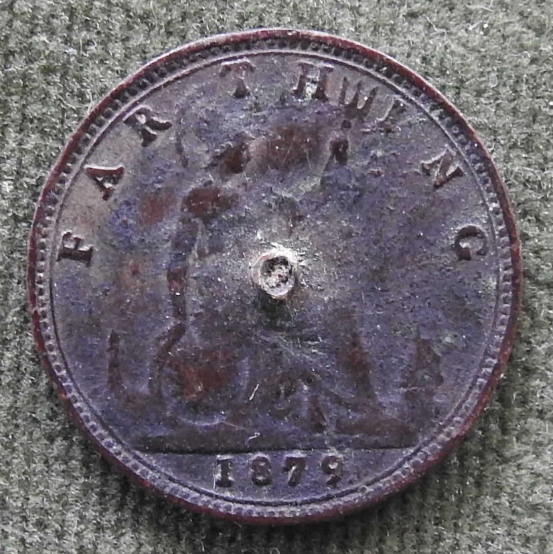 GB British UK English 1879 Farthing Queen Victoria Coin - Bun Head