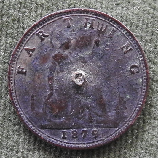 GB British UK English 1879 Farthing Queen Victoria Coin - Bun Head