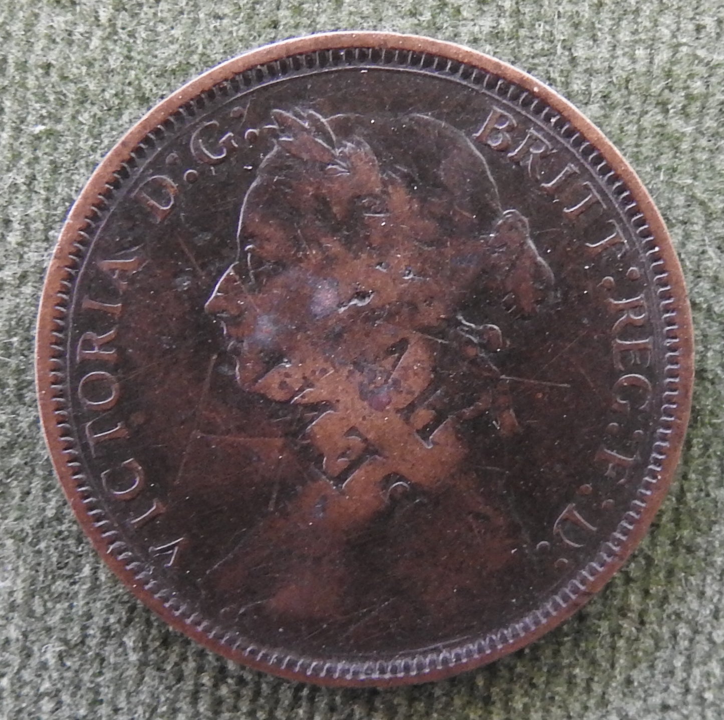 GB British UK English 1881 Half Penny Queen Victoria Coin - Ribbon Head