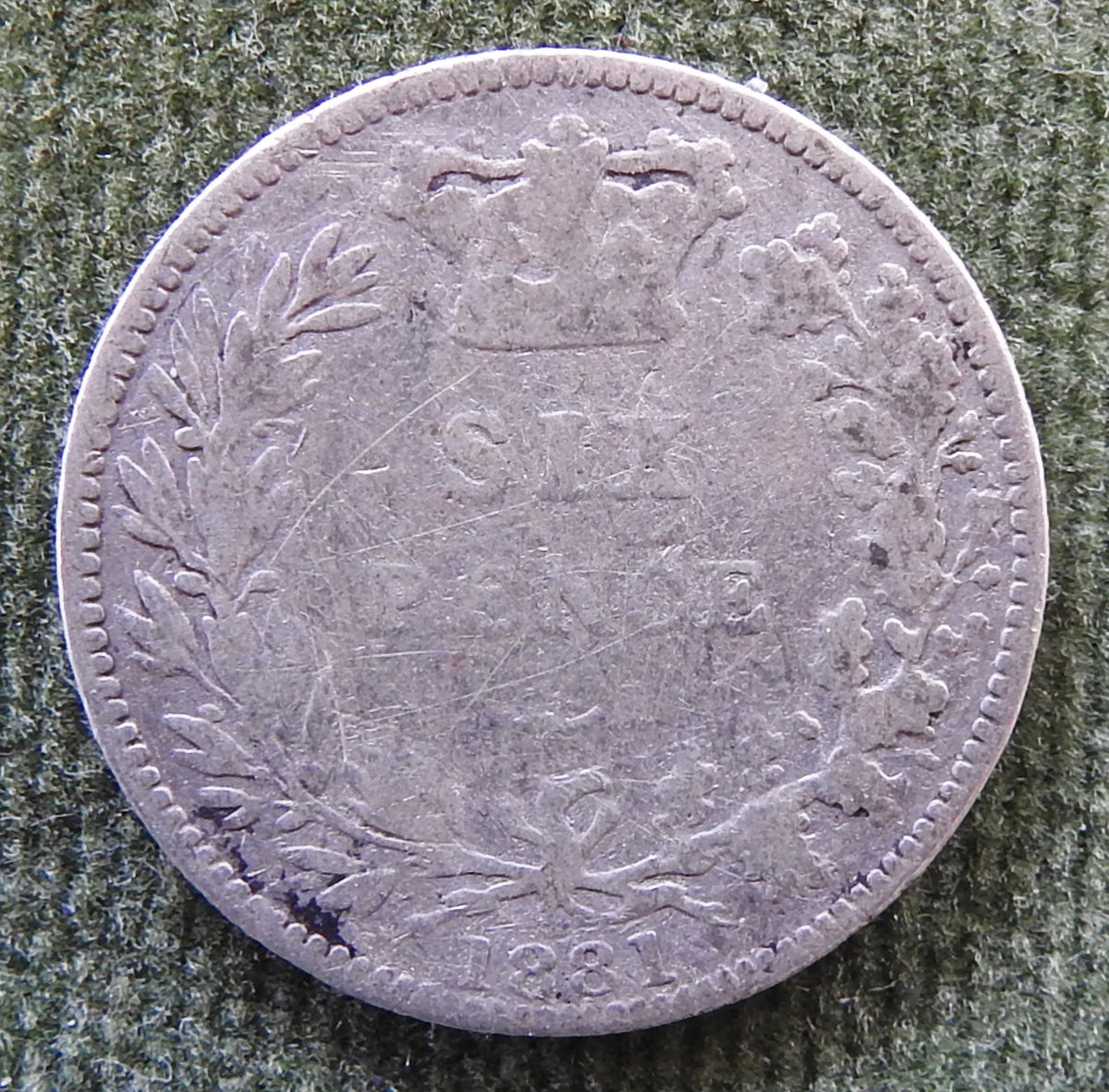 GB British UK English 1881 Sixpence Queen Victoria Silver Coin