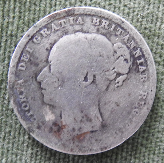 GB British UK English 1883 Shilling Queen Victoria Silver Coin - Bun Head