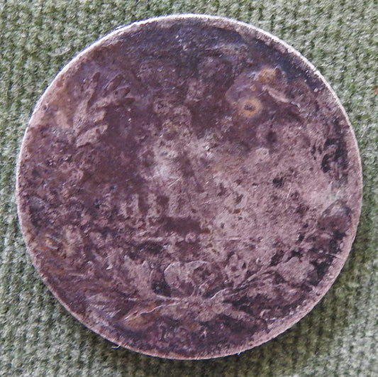 GB British UK English 1884 Shilling Queen Victoria Silver Coin - Bun Head