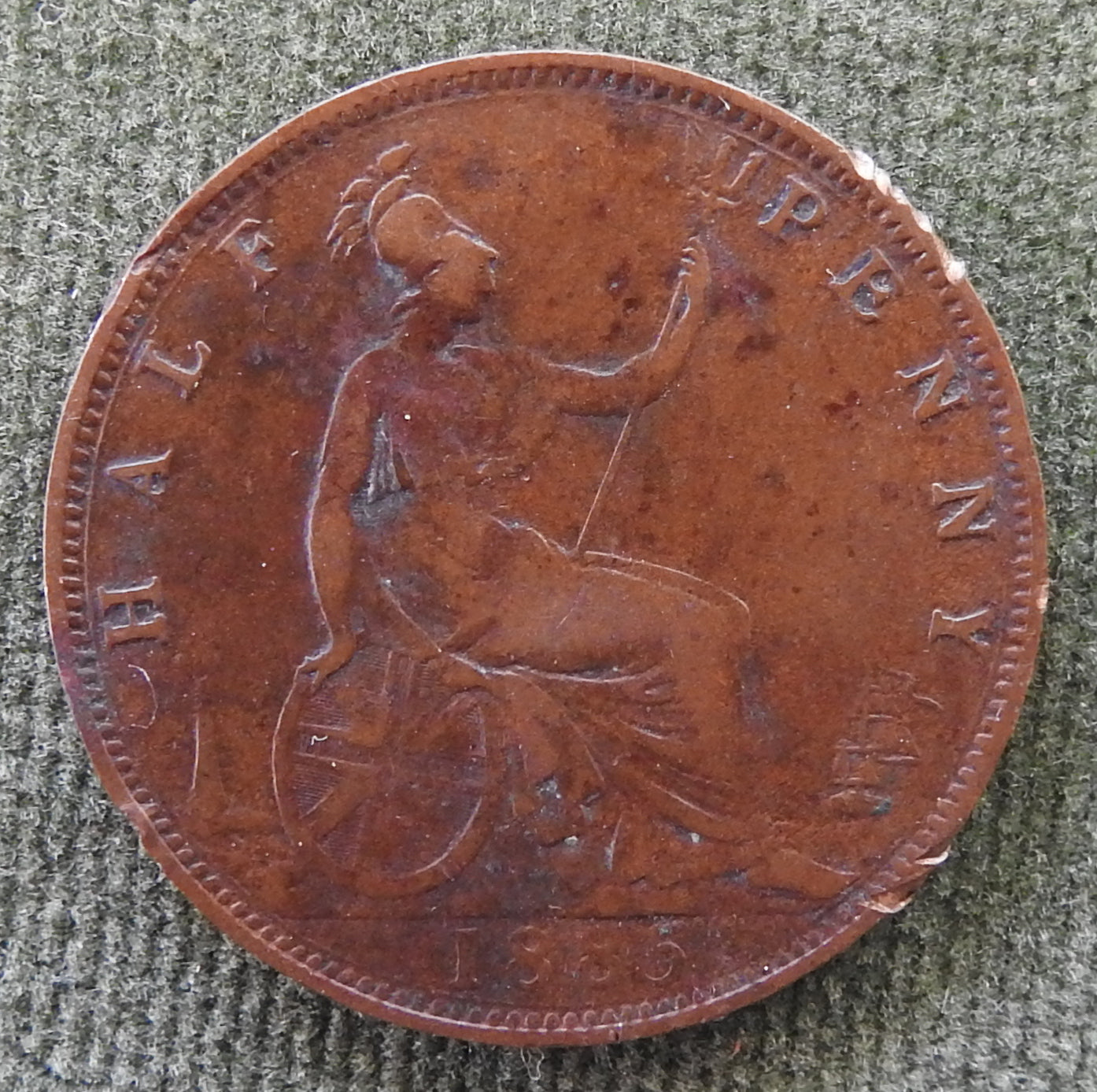 GB British UK English 1885 Half Penny Queen Victoria Coin - Bun Head