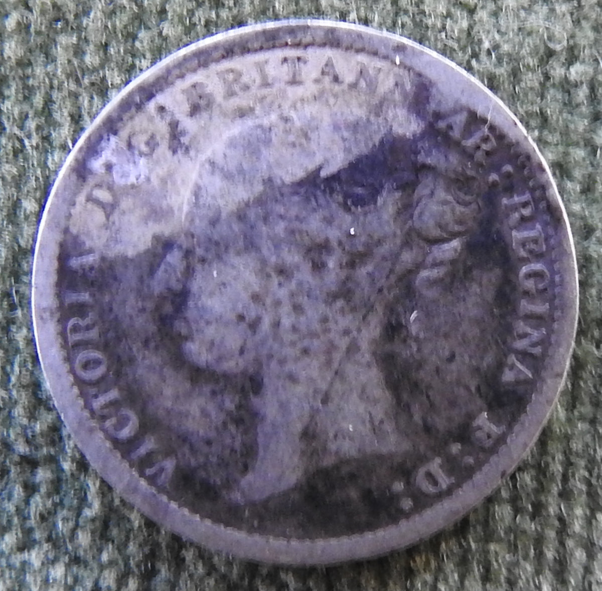 GB British UK English 1885 Three Pence Queen Victoria Coin