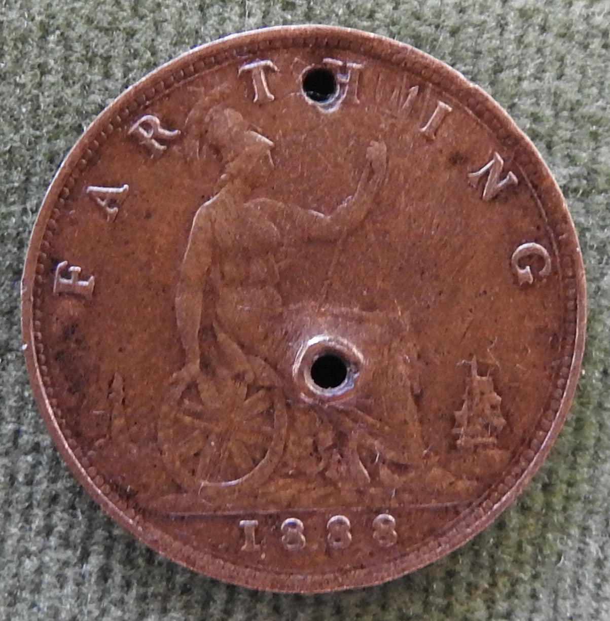 GB British UK English 1888 Farthing Queen Victoria Coin - Bun Head