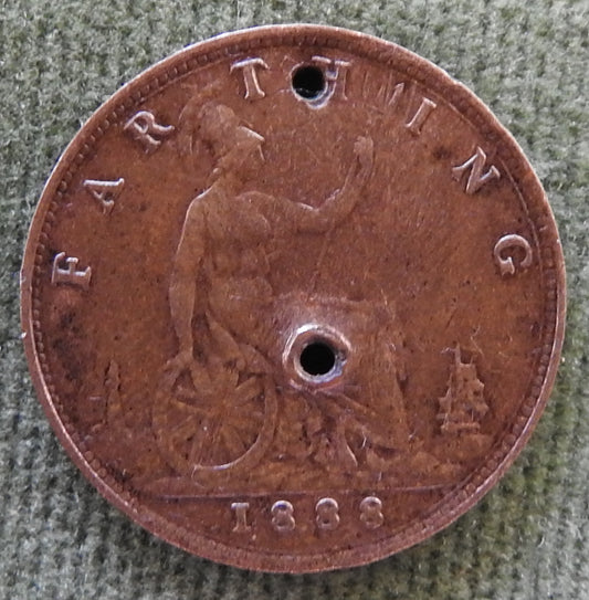 GB British UK English 1888 Farthing Queen Victoria Coin - Bun Head
